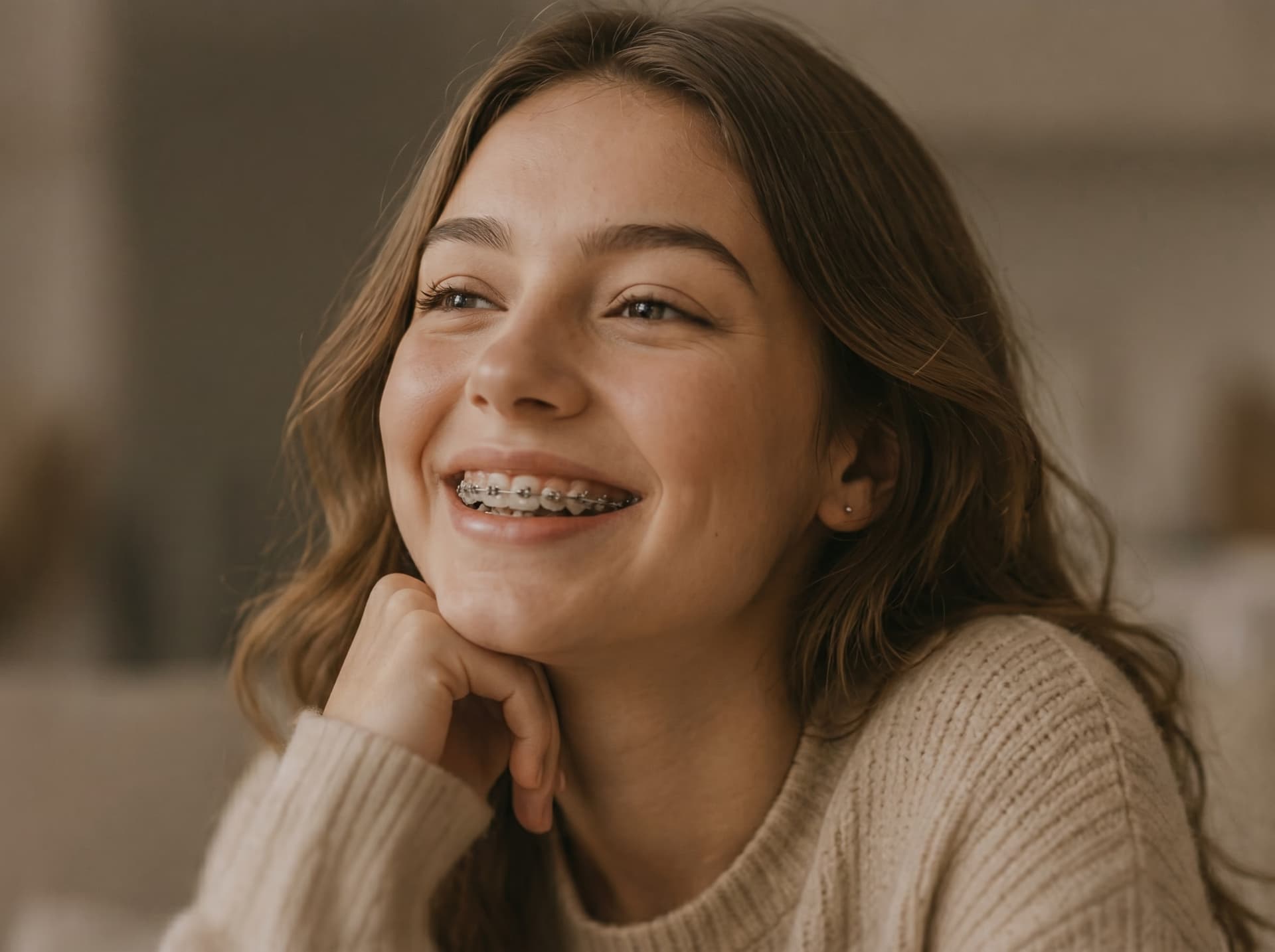 Close-up of orthodontic braces