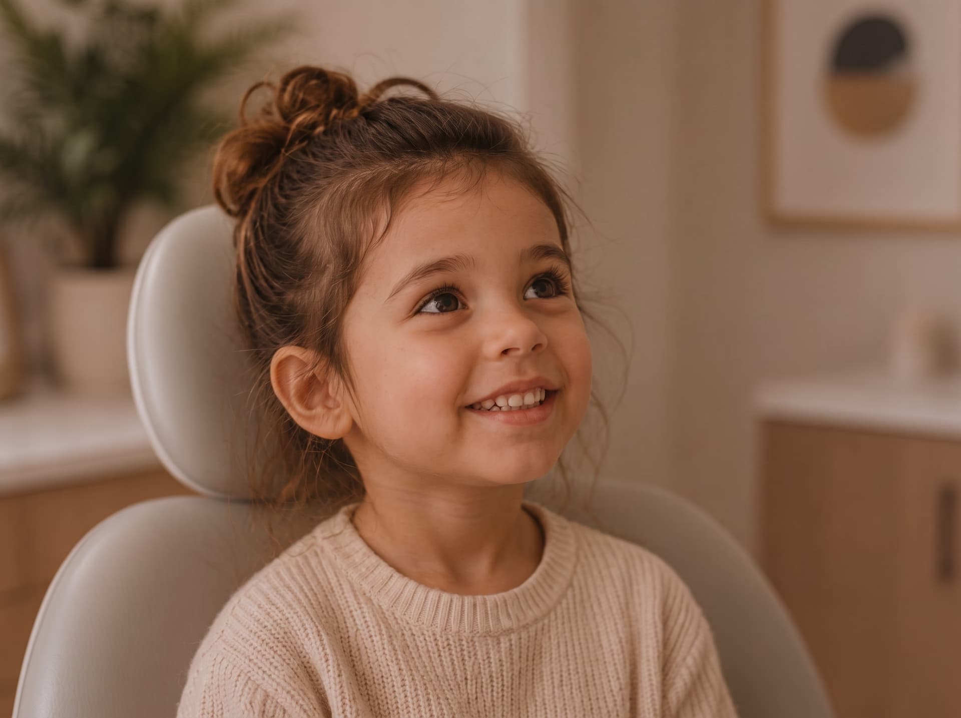 Young child smiling in the orthodontic chair